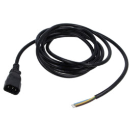 Cablu; 3x1mm2; IEC C14 tată,cabluri; PVC; 1,8m; negru; 10A; 250V