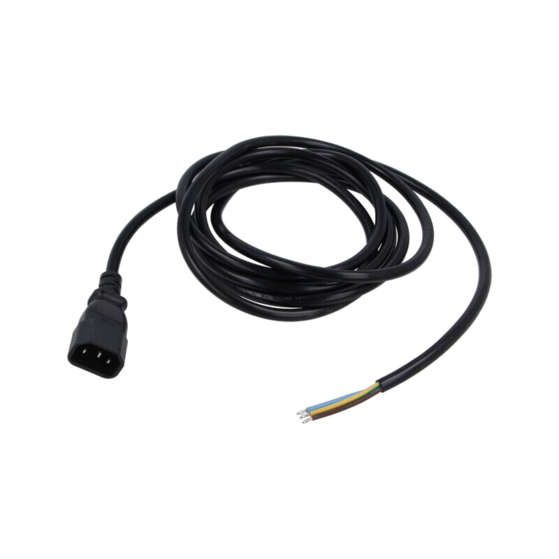Cablu; 3x1mm2; IEC C14 tată,cabluri; PVC; 1,8m; negru; 10A; 250V Cablu; 3x1mm2; IEC C14 tată,cabluri; PVC; 1,8m; negru; 10A; 250V