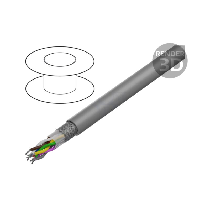 Cablu; LiYCY-TP; 4x2x24AWG; ecranat,tresă de cupru cositorit