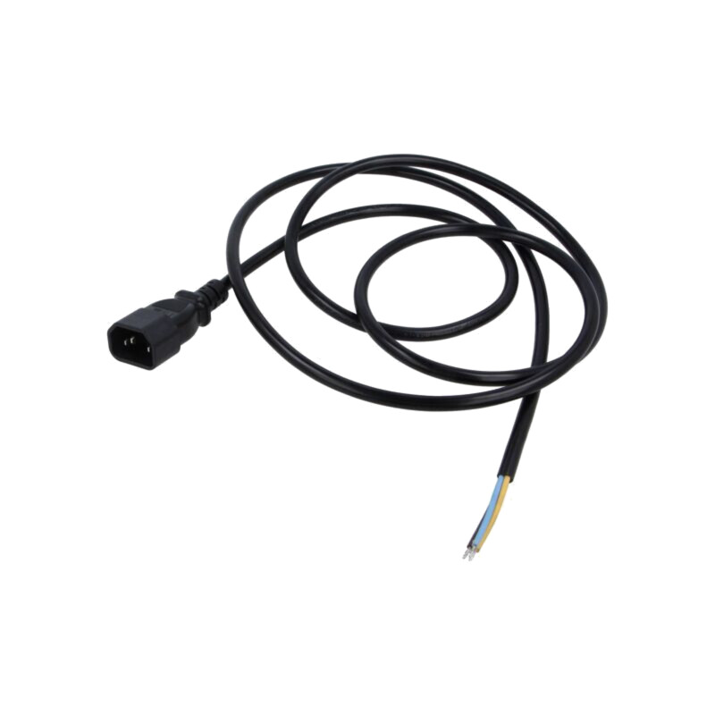 Cablu; 3x0,75mm2; IEC C14 tată,cabluri; PVC; 1,8m; negru; 10A; 250V Cablu; 3x0,75mm2; IEC C14 tată,cabluri; PVC; 1,8m; negru; 10A; 250V