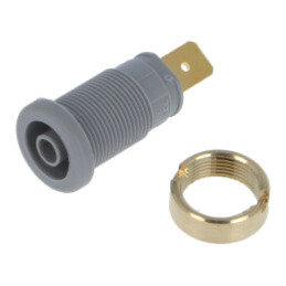 Conector: banană 4mm; soclu; 32A; 1kV; gri; aurit; 33mm; -40÷80°C
