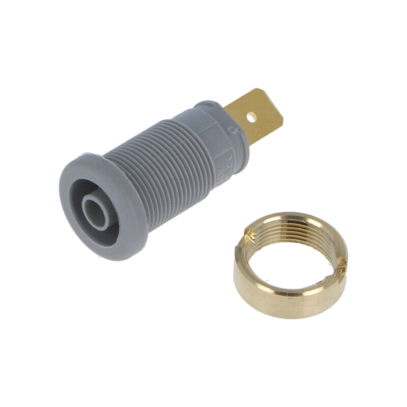 Conector: banană 4mm; soclu; 32A; 1kV; gri; aurit; 33mm; -40÷80°C Conector: banană 4mm; soclu; 32A; 1kV; gri; aurit; 33mm; -40÷80°C