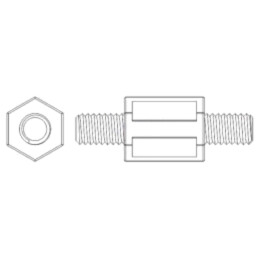 Piuliţă-distanţieră filetată; 50mm; Filet ext: M8; hexagonală