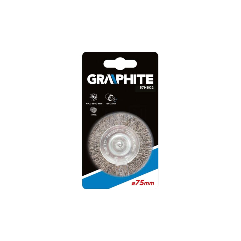 Perie disc; 75mm; Ø: 6,25mm; oţel,Oţel rezistent la acizi; cu ax