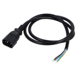 Cablu; 3x1mm2; IEC C14 tată,cabluri; PVC; 1m; negru; 10A; 250V