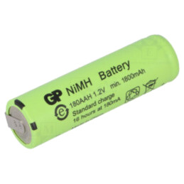 Acumul: Ni-MH; AA; 1,2V; 1800mAh; urechi pentru lipire; 180mA