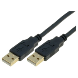 Cablu; USB 2.0; USB A mufă,din ambele părţi; aurit; 3m; negru; PVC