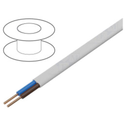 Cablu; YDY; 2x4mm2; plată; sârmă; Cu; PVC; alb; 450V,750V; 100m