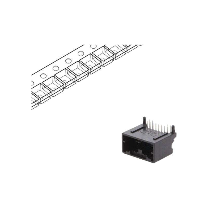 Conector: automotive; soclu; tată; Mini50; PIN: 12; în unghi 90° Conector: automotive; soclu; tată; Mini50; PIN: 12; în unghi 90°