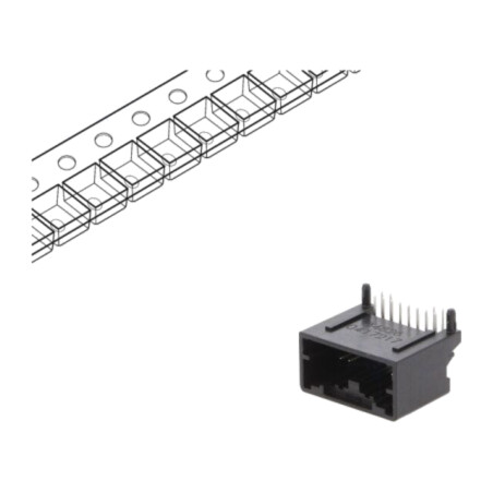 Conector: automotive; soclu; tată; Mini50; PIN: 12; în unghi 90°