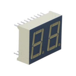 Afişaj: LED; cu 7 segmente; 14,22mm; 0,56"; Nr.car: 2; roşie; catod