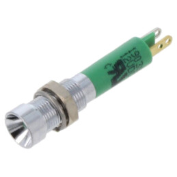 Lampă de control: LED; concav; verde; 12VDC; Ø6mm; IP40; conectori