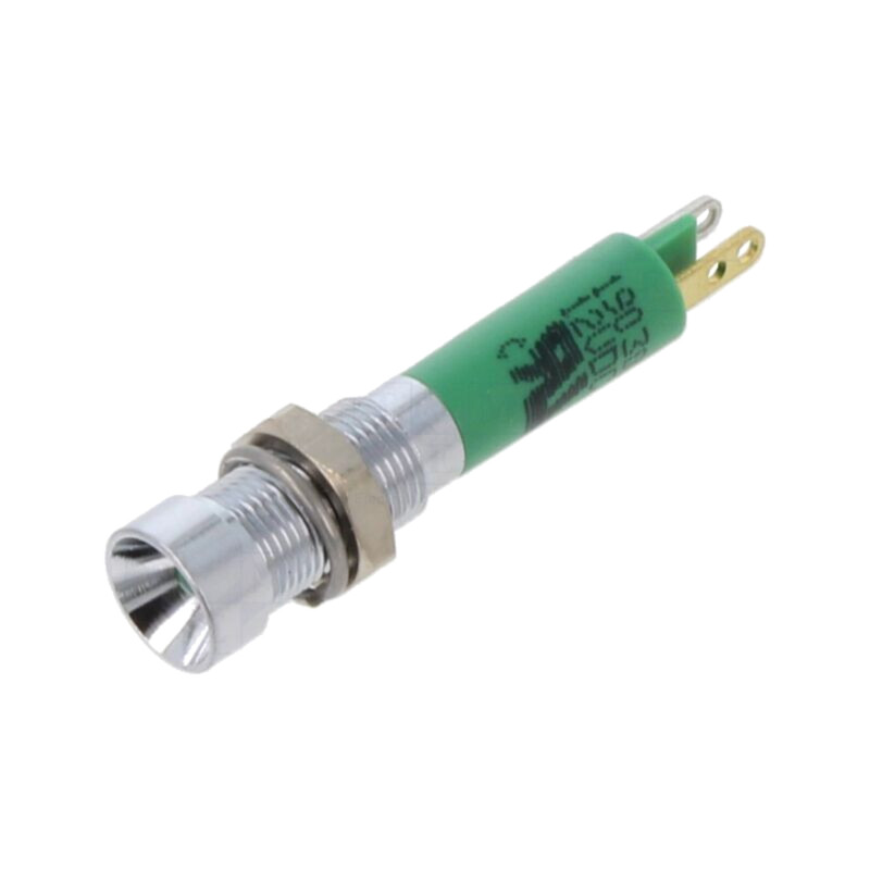 Lampă de control: LED; concav; verde; 12VDC; Ø6mm; IP40; conectori Lampă de control: LED; concav; verde; 12VDC; Ø6mm; IP40; conectori