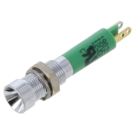 Lampă de control: LED; concav; verde; 12VDC; Ø6mm; IP40; conectori