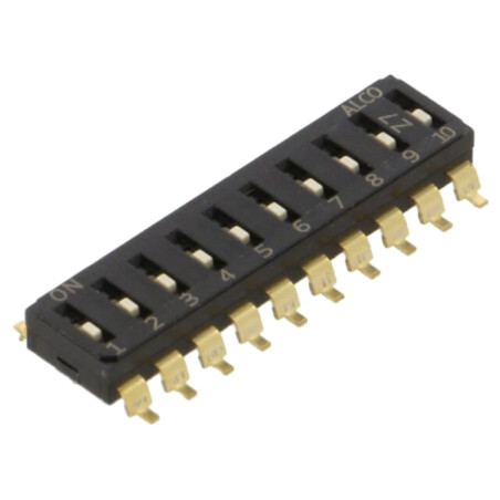 Comutator: DIP-SWITCH; Număr secţiuni: 10; OFF-ON; 0,025A/24VDC