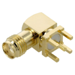 Conector: SMA; soclu; mamă; în unghi; THT; pentru PCB; PTFE; aurit