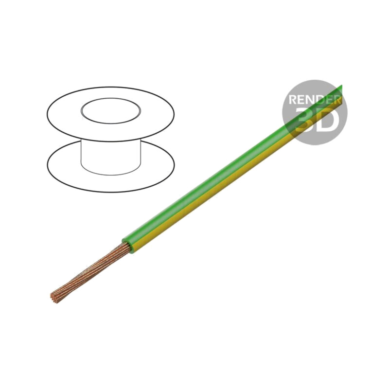 Cablu; H05V-K,LgY; litat; Cu; 2,5mm2; PVC; verde-galben; 300V,500V