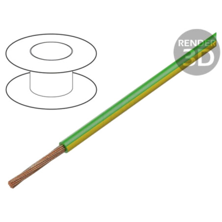 Cablu; H05V-K,LgY; litat; Cu; 2,5mm2; PVC; verde-galben; 300V,500V