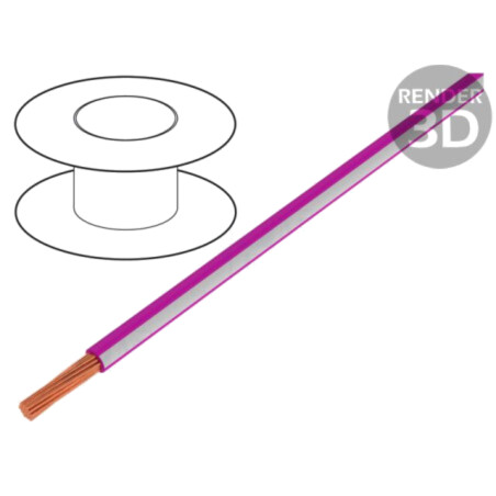 Cablu; H05V-K,LgY; litat; Cu; 2,5mm2; PVC; roz-alb; 300V,500V; 50m