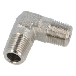 Conector filetat; în unghi de 90°; max.150bar; alamă nichelată