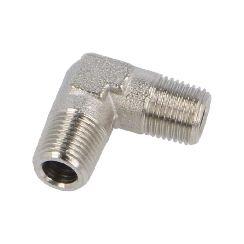 Conector filetat; în unghi de 90°; max.150bar; alamă nichelată Conector filetat; în unghi de 90°; max.150bar; alamă nichelată