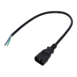 Cablu; 3x1mm2; IEC C14 tată,cabluri; PVC; 0,5m; negru; 10A; 250V