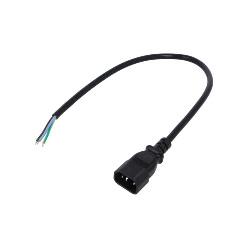 Cablu; 3x1mm2; IEC C14 tată,cabluri; PVC; 0,5m; negru; 10A; 250V Cablu; 3x1mm2; IEC C14 tată,cabluri; PVC; 0,5m; negru; 10A; 250V