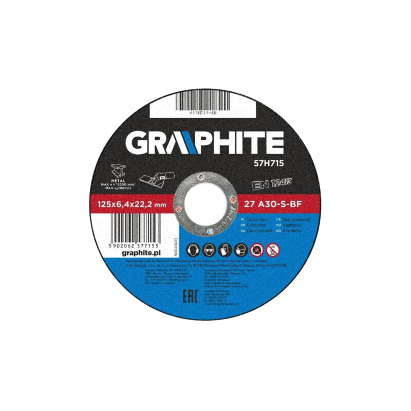 Disc de şlefuire; Ø: 125mm; Øorif: 22,2mm; Gr.disc: 6,4mm; metal Disc de şlefuire; Ø: 125mm; Øorif: 22,2mm; Gr.disc: 6,4mm; metal