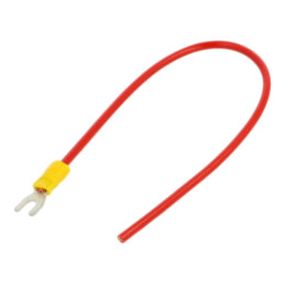 Cable: cable with crimped terminals; red; non-insulated; 250mm