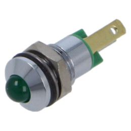 Lampă de control: LED; convex; verde; 2,2VDC; Ø8mm; metal