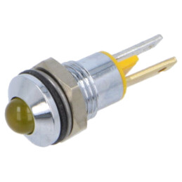 Lampă de control: LED; convex; galbenă; 2,1VDC; Ø8mm; metal