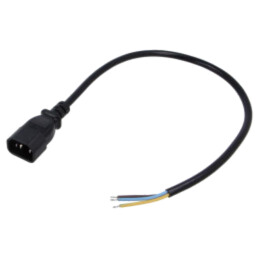 Cablu; 3x0,75mm2; IEC C14 tată,cabluri; PVC; 0,5m; negru; 10A; 250V