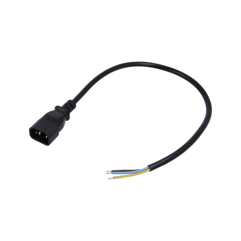 Cablu; 3x0,75mm2; IEC C14 tată,cabluri; PVC; 0,5m; negru; 10A; 250V Cablu; 3x0,75mm2; IEC C14 tată,cabluri; PVC; 0,5m; negru; 10A; 250V