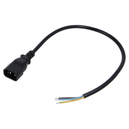 Cablu; 3x0,75mm2; IEC C14 tată,cabluri; PVC; 0,5m; negru; 10A; 250V