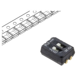 Comutator: DIP-SWITCH; Număr secţiuni: 2; OFF-ON; 0,1A/6VDC; SMT