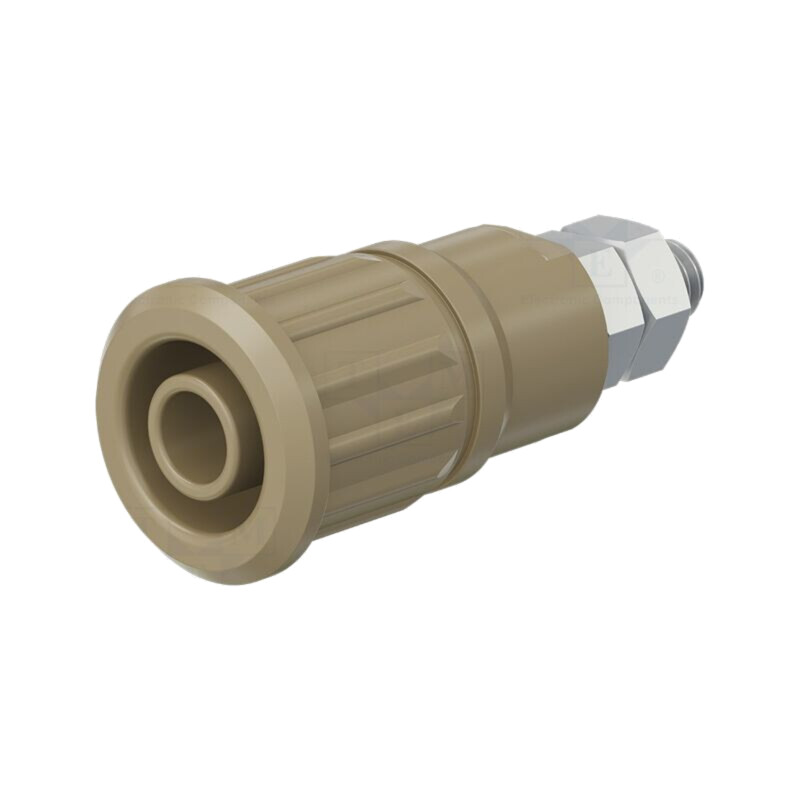 Conector: banană 4mm; soclu; 32A; 1kV; maro; nichelat; cu izolaţie Conector: banană 4mm; soclu; 32A; 1kV; maro; nichelat; cu izolaţie
