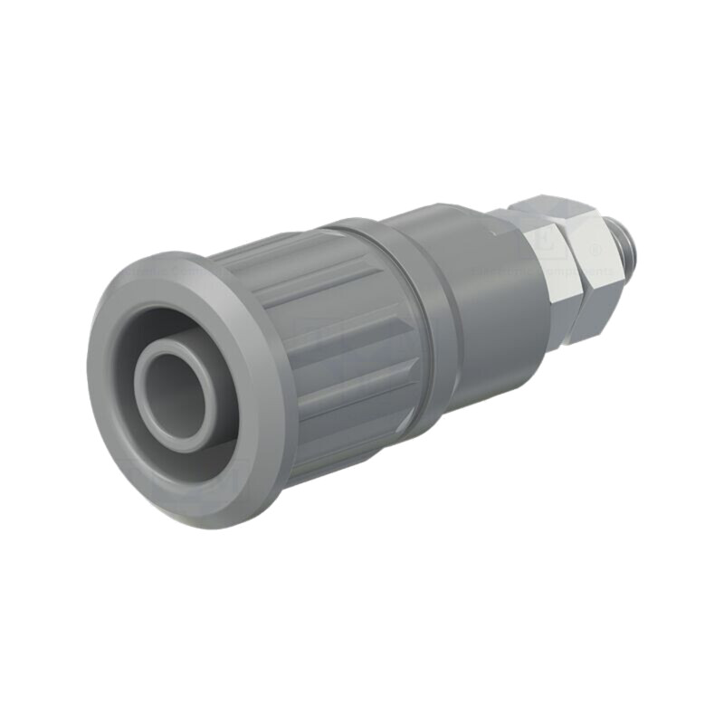 Conector: banană 4mm; soclu; 32A; 1kV; gri; nichelat; cu izolaţie
