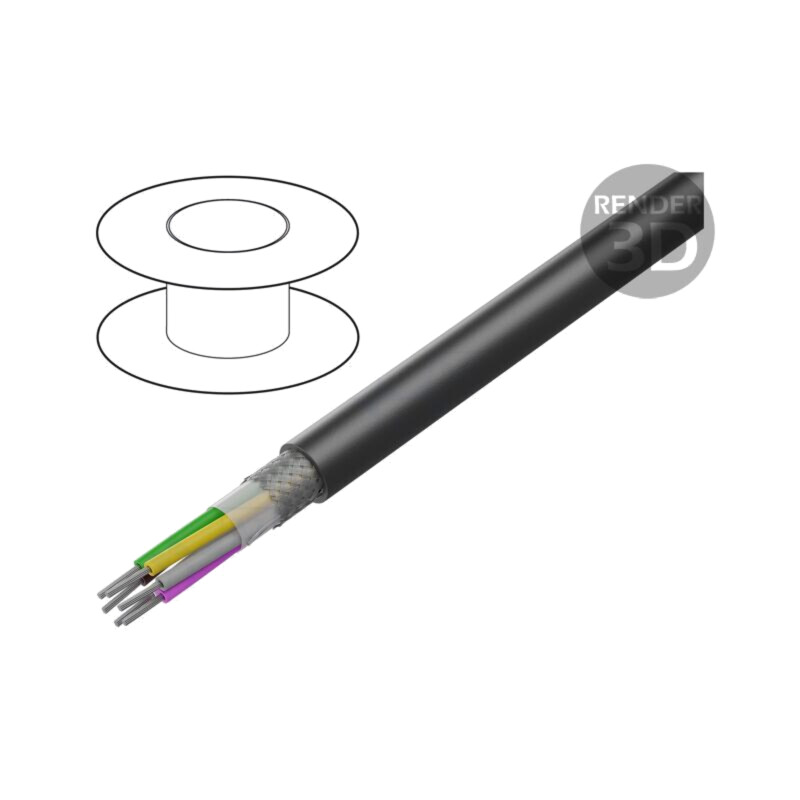 Cablu; LiYCY UL; 2x24AWG; ecranat,tresă de cupru cositorit; PVC Cablu; LiYCY UL; 2x24AWG; ecranat,tresă de cupru cositorit; PVC