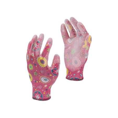 Protective gloves; Size: 7; pink; polyester,PU; women's; tag