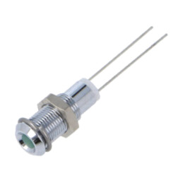 Lampă de control: LED; super plată; verde; 2,2VDC; Ø6mm; IP40; 2pin