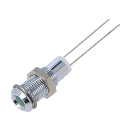 Lampă de control: LED; super plată; verde; 2,2VDC; Ø6mm; IP40; 2pin
