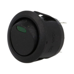 ROCKER; SPST; Poz: 2; OFF-(ON); 20A/12VDC; neagră; LED,punctuală