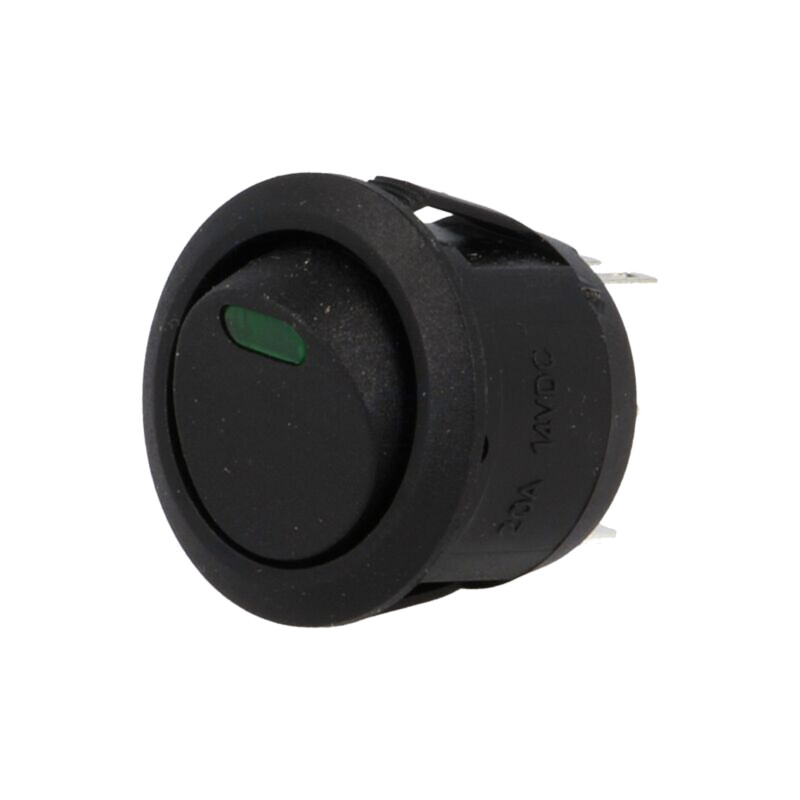 ROCKER; SPST; Poz: 2; OFF-(ON); 20A/12VDC; neagră; LED,punctuală