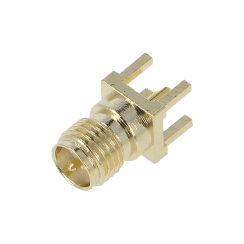 Conector: RP-SMA; soclu; tată; drept; THT; pentru PCB; PTFE; aurit Conector: RP-SMA; soclu; tată; drept; THT; pentru PCB; PTFE; aurit