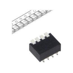 Comutator: DIP-SWITCH; Număr secţiuni: 4; OFF-ON; 25mA/24VDC; SMT