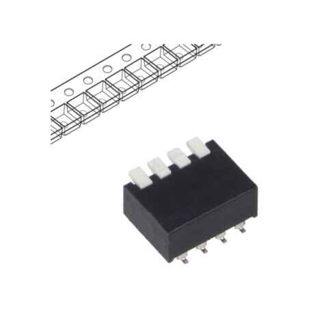 Comutator: DIP-SWITCH; Număr secţiuni: 4; OFF-ON; 25mA/24VDC; SMT