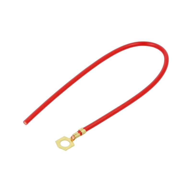 Cable: cable with crimped terminals; red; non-insulated; 250mm