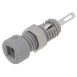 Conector: banană 2mm; soclu; 6A; Lung.tot: 21mm; gri; cu izolaţie