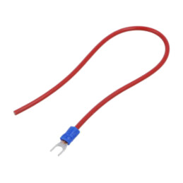 Cable: cable with crimped terminals; red; non-insulated; 250mm
