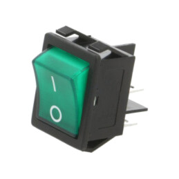 ROCKER; DPST; Poz: 2; OFF-ON; 16A/250VAC; verde; lampă cu neon; R5